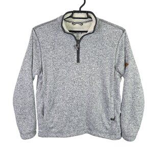 Mens Orvis Grey 1/4 Zip Pullover Sweatshirt Sherpa Fleece Lined Polyester Size L